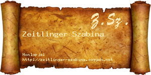 Zeitlinger Szabina névjegykártya